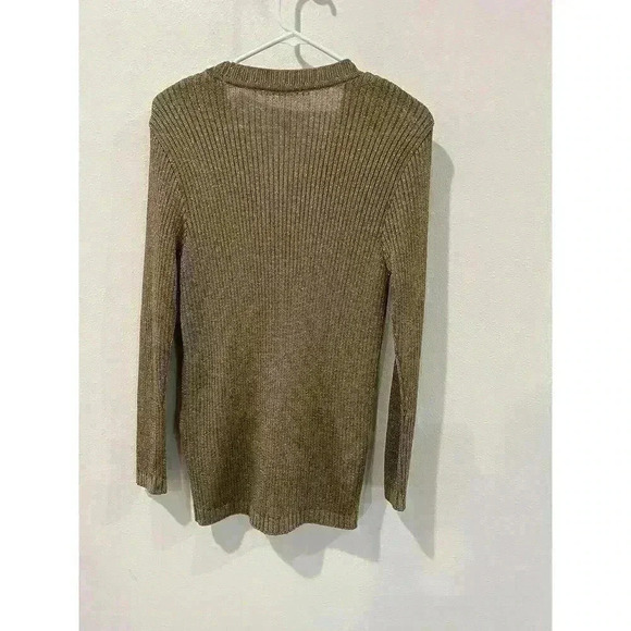 Miss Ashida Cardigan Sweater Women’s Medium M Brown Beige Shiny Button Up - Picture 4 of 4